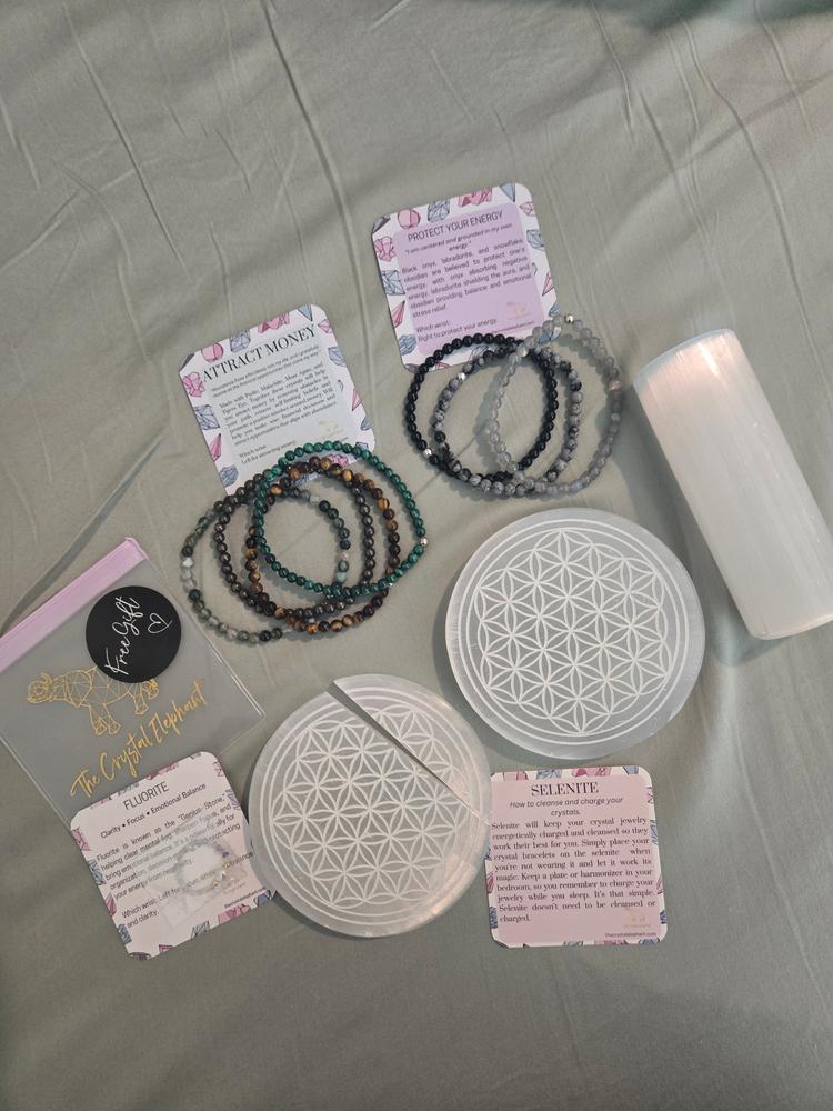 Selenite Plate With Zodiac Signs | Charge Your Crystal Bracelets - Customer Photo From Victoria Kamo