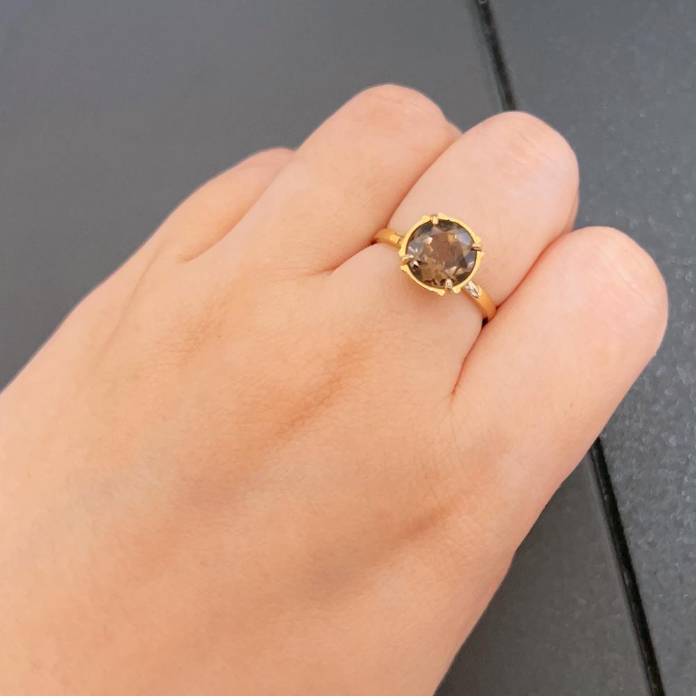 スモーキークォーツ　ファセットリング【Smoky quartz/Faceted round ring 】 - Customer Photo From D@nCho