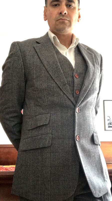 Traditional Grey Estate Herringbone Tweed  3 Piece Suit - Customer Photo From Liam M.