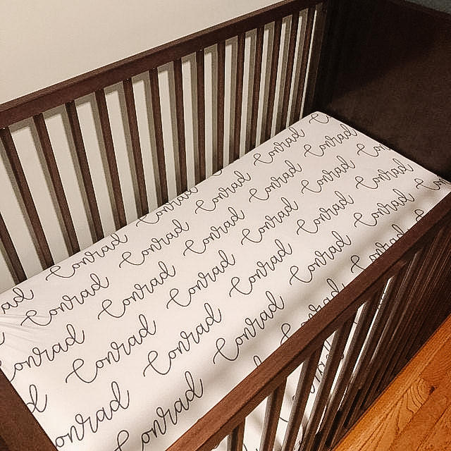 Script Personalized Name Crib Sheet - Customer Photo From The Bullers