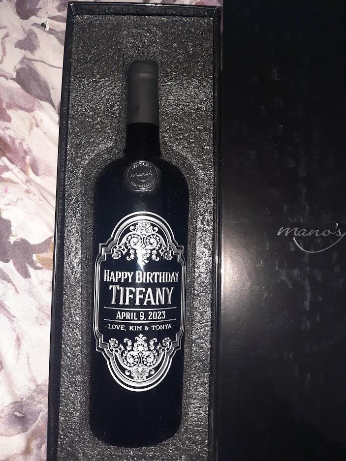 Birthday Frame Custom Etched Wine Bottle - Customer Photo From Tonta