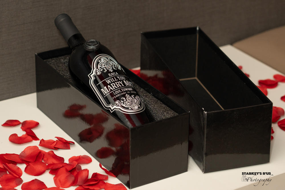 Will You Marry Me? Custom Etched Wine Bottle - Customer Photo From Karemah 