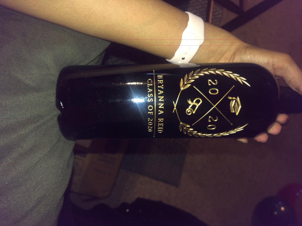 Custom Graduation Year Etched Wine Bottle - Customer Photo From Jacqueline Williams