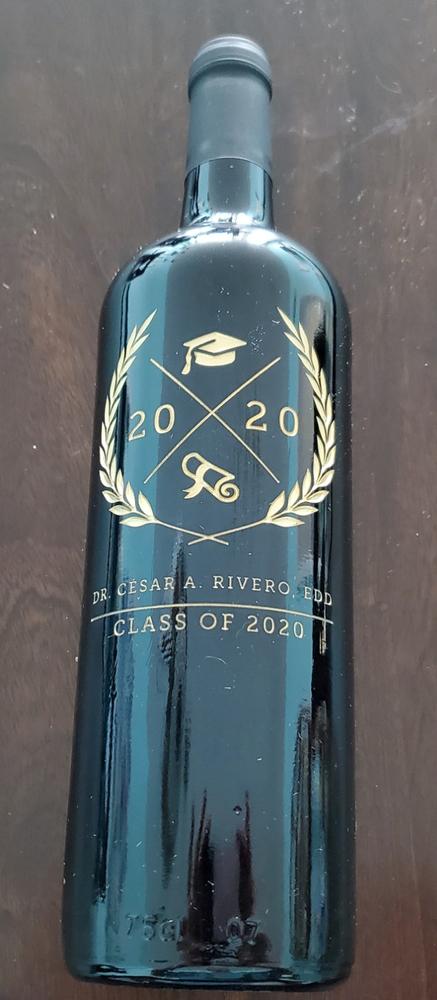 Custom Graduation Year Etched Wine Bottle - Customer Photo From Pat Forsyth