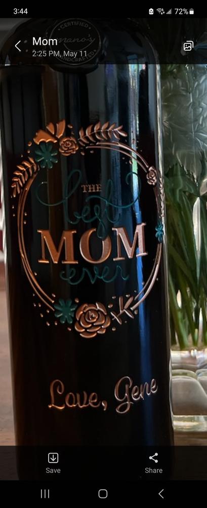 Cheers To You Custom Etched Wine Bottle - Customer Photo From Gene A.