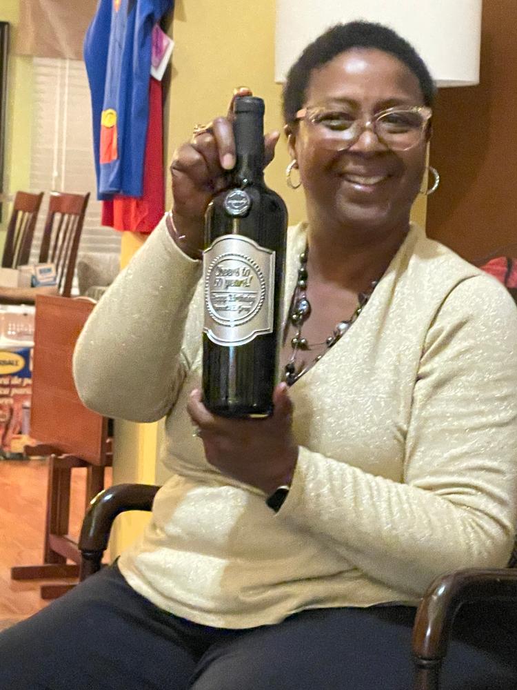 Birthday Cheers Custom Etched Wine Bottle - Customer Photo From Robinessa P.