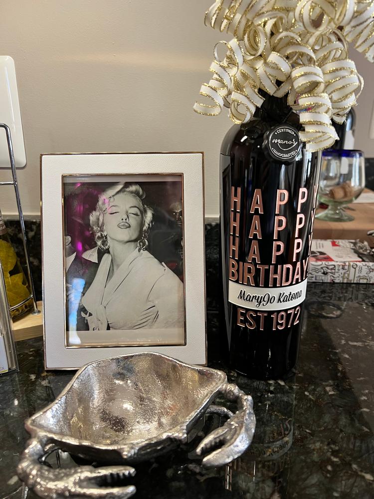 Happy Happy Birthday Custom Etched Wine Bottle - Customer Photo From Kelli