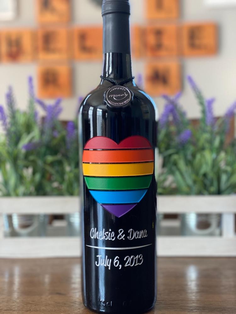 Pride Heart Custom Etched Wine - Customer Photo From Chelsie 