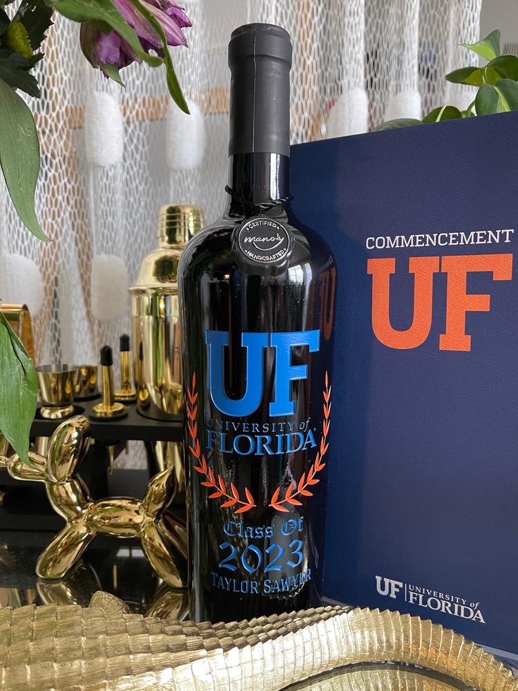 University of Florida Custom Alumni Etched Wine - Customer Photo From Tiffney S.