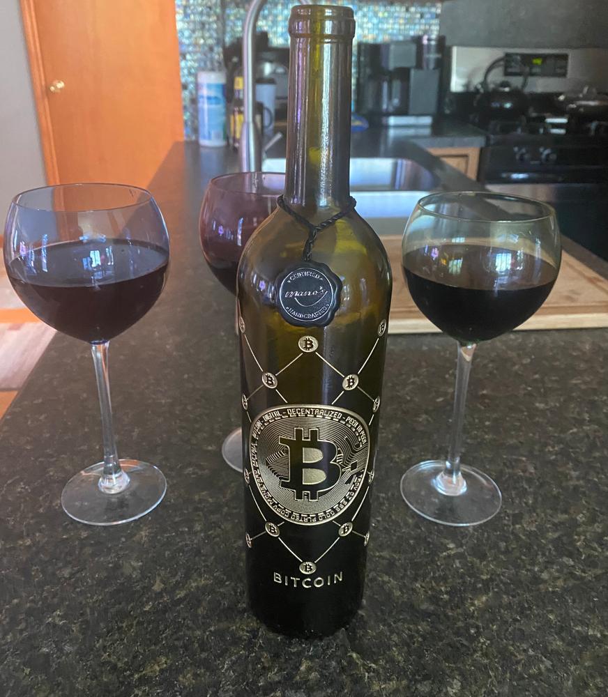 Bitcoin Token Etched Wine - Customer Photo From Christine A.