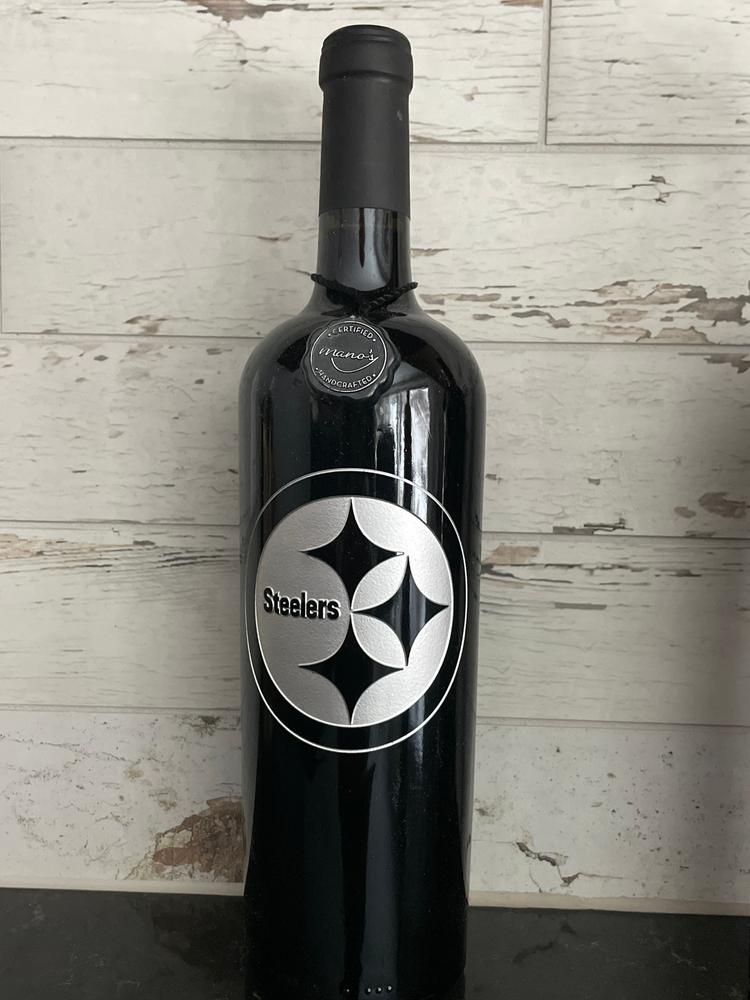 Pittsburgh Steelers Logo Etched Wine - Customer Photo From Dana M.