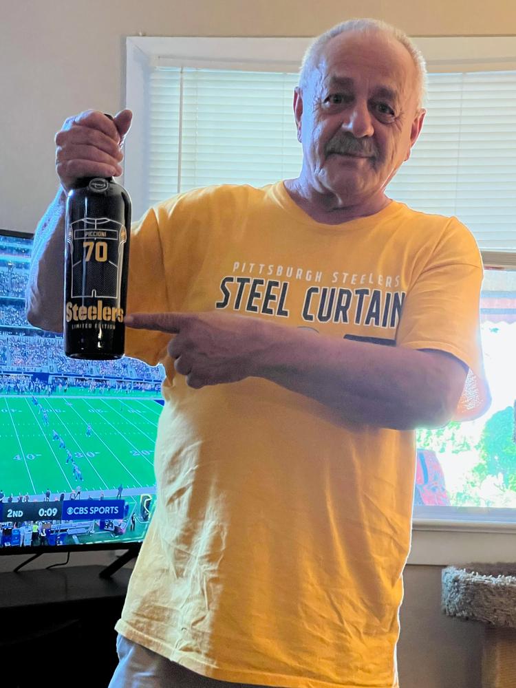 Pittsburgh Steelers Custom Jersey Etched Wine - Customer Photo From Doris