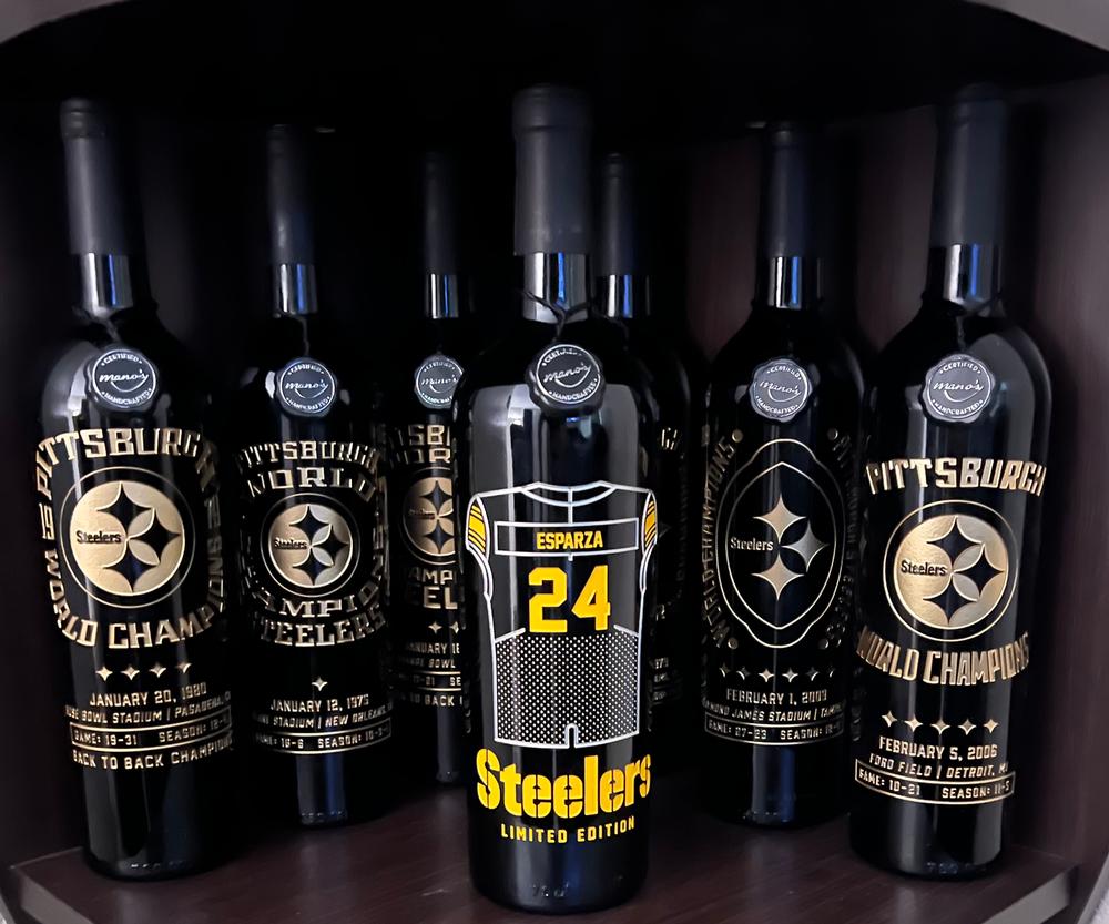 Pittsburgh Steelers Custom Jersey Etched Wine - Customer Photo From Christopher