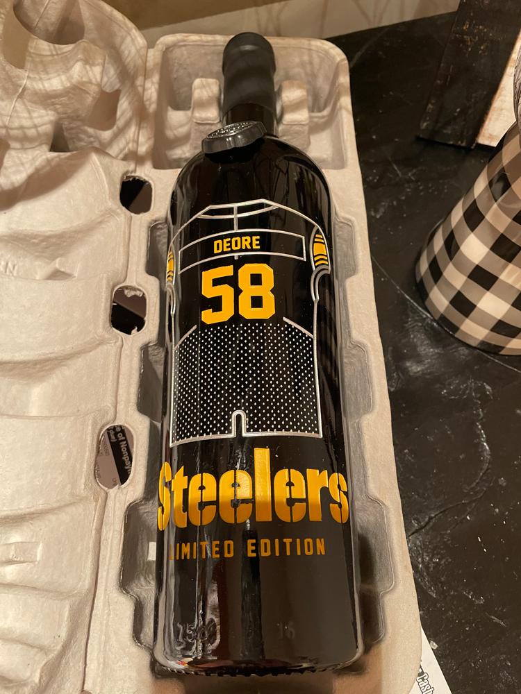 Pittsburgh Steelers Custom Jersey Etched Wine - Customer Photo From Sue C.