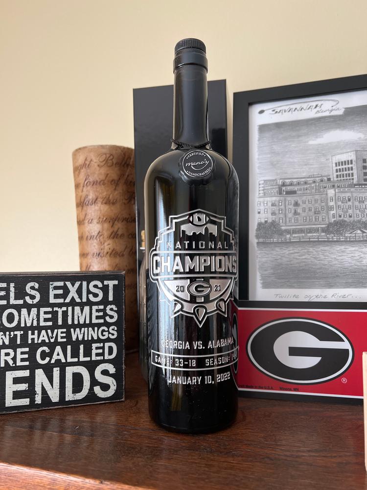 Georgia 2021 National Champions Logo Etched Display Bottle - Customer Photo From Kerrin D.