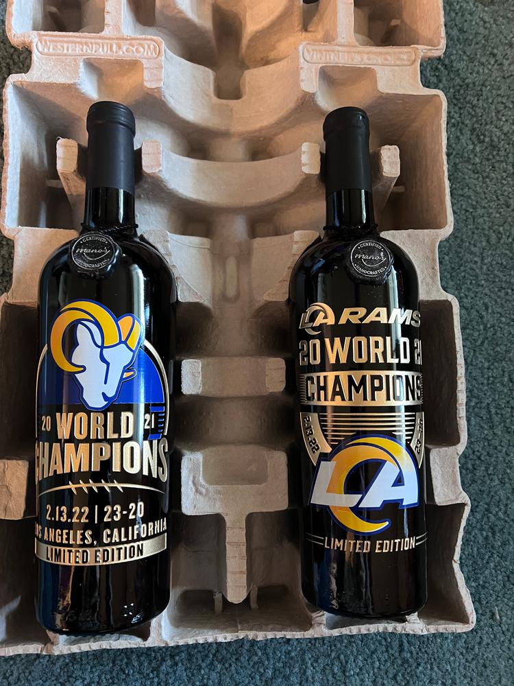 Los Angeles Rams 2021 Champions Etched Wine - Customer Photo From Mary