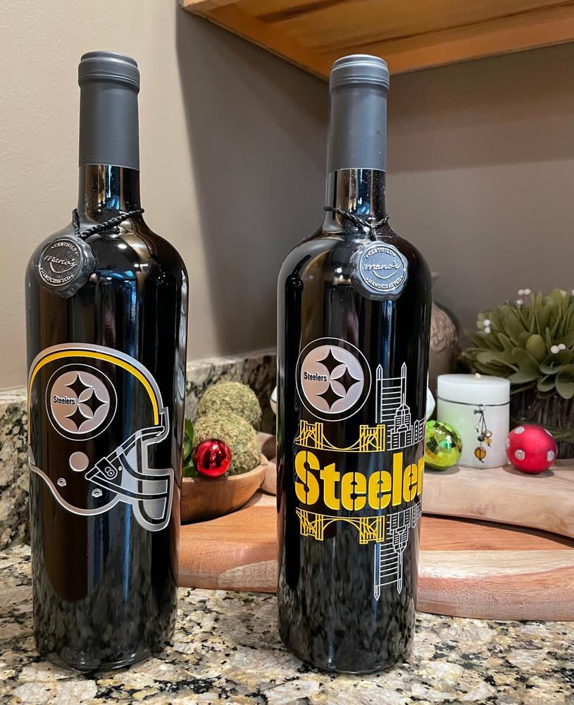 Pittsburgh Steelers Skyline Etched Wine - Customer Photo From Renee