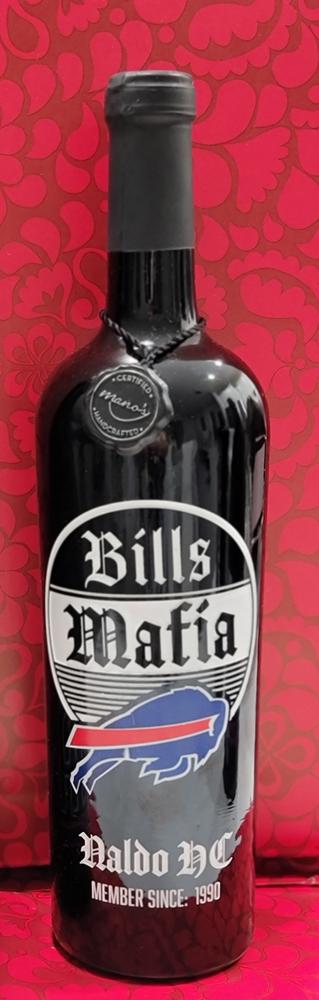 Buffalo Bills Mafia Custom Name Etched Wine - Customer Photo From KathyHG