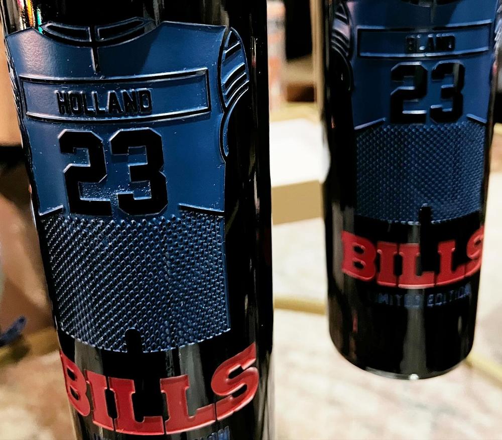 Buffalo Bills Custom Jersey Etched Wine - Customer Photo From Tiffany H.