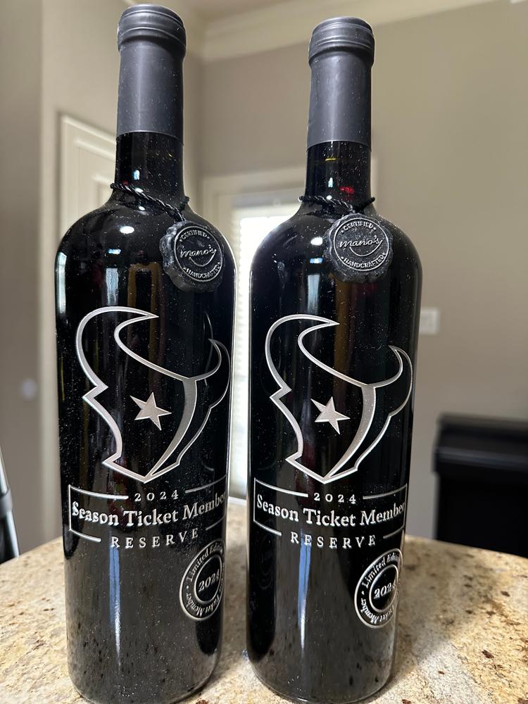 Houston Texans Season Ticket Member Etched Wine Bottle - Customer Photo From Kevin i.