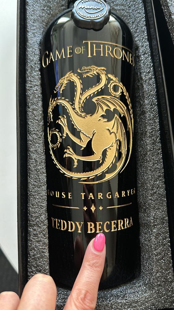 Game of Thrones House Targaryen Custom Name Etched Wine - Customer Photo From Natalia M.