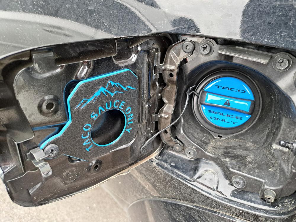 "Taco Sauce Only" Fuel Cap Overlay For Tacoma (2005-2023) - Customer Photo From Tyler V.