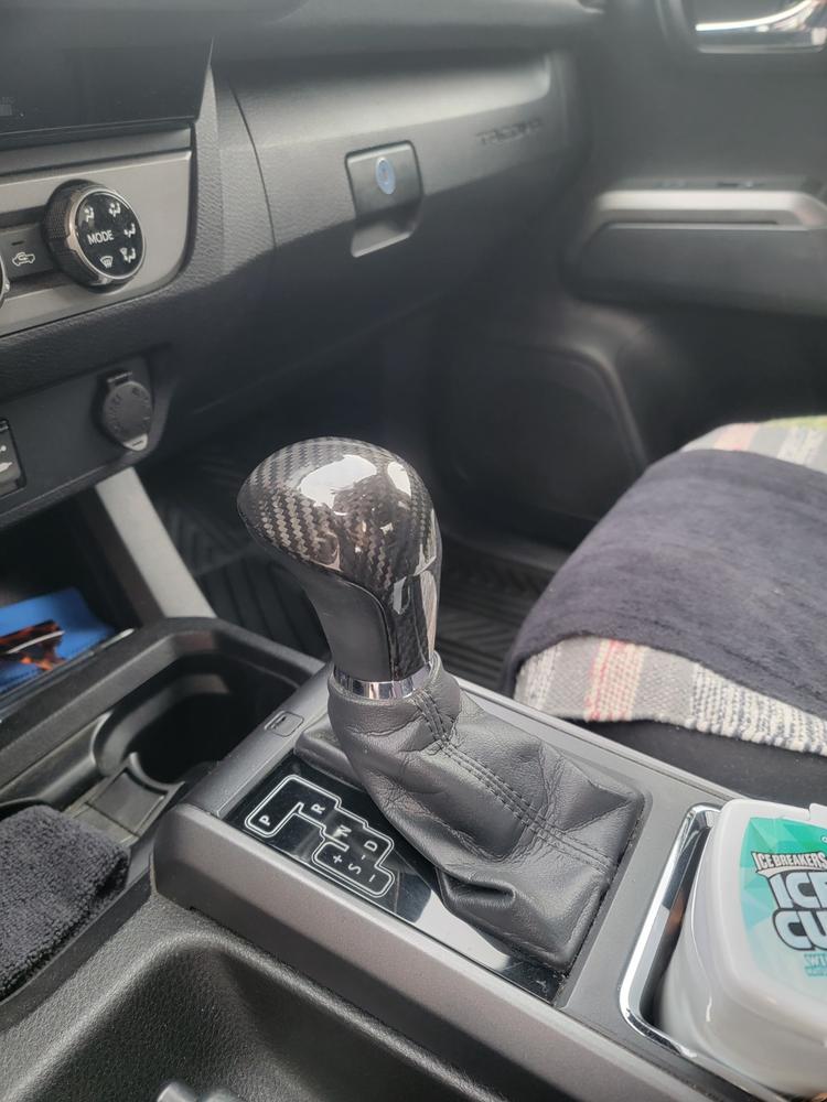 Carbon Fiber Shift Knob Overlay For Tacoma (2016-2023) - Customer Photo From Rich S.