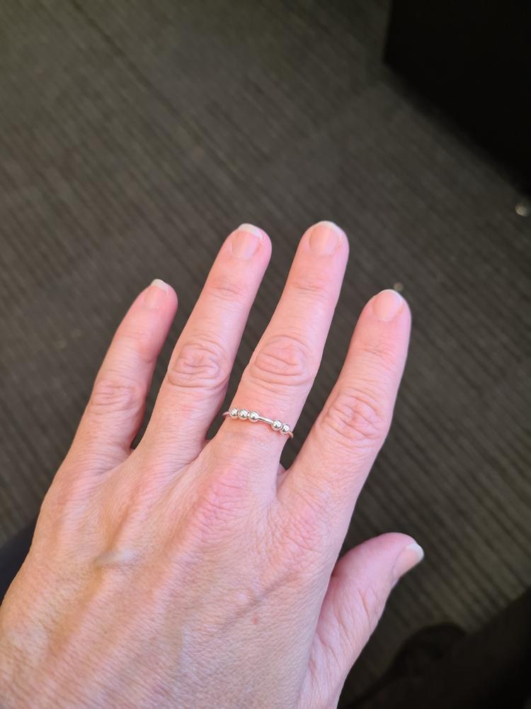 925 Silver Beaded Adjustable Anxiety Ring - Customer Photo From Katherine Galea