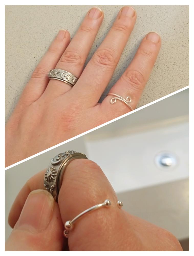 Textured Moon & Stars Spinning Anxiety Ring - Silver - Customer Photo From Rizzo