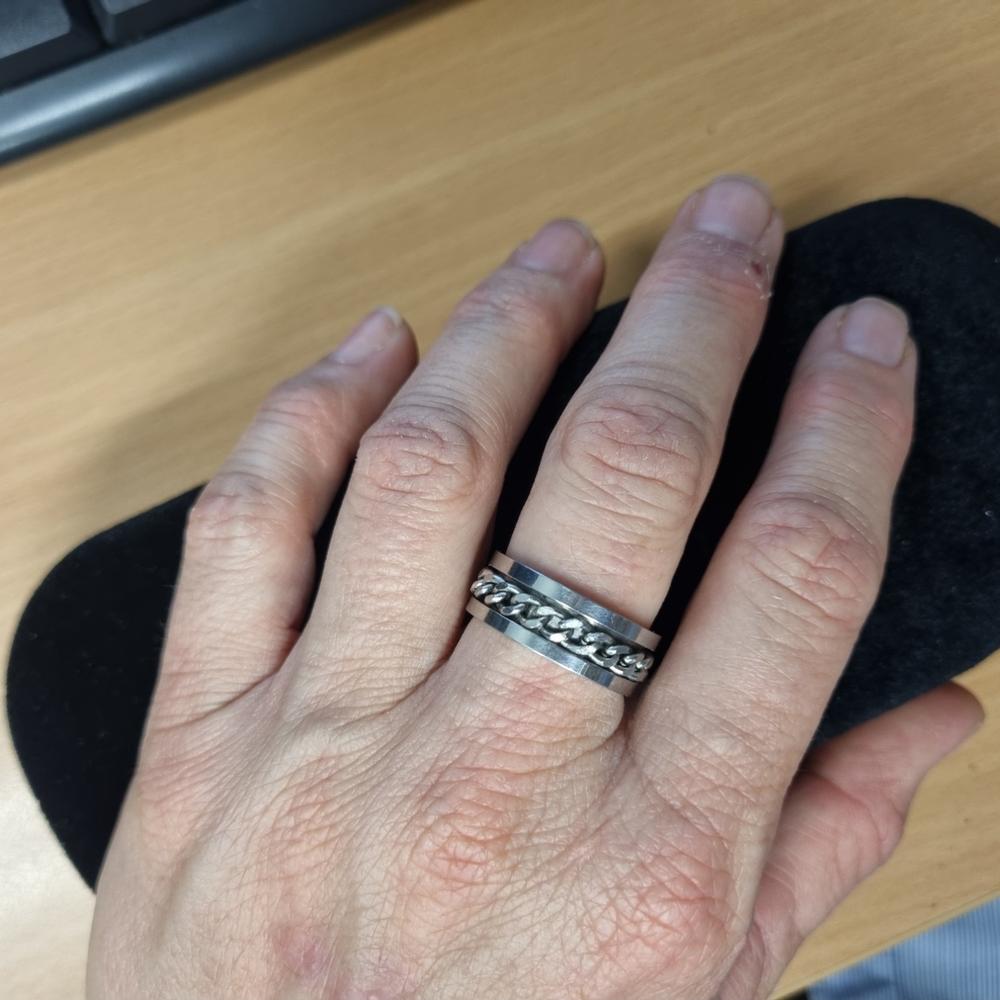 Cuban Chain Spinning Anxiety Ring - Silver - Customer Photo From Maxine Nott
