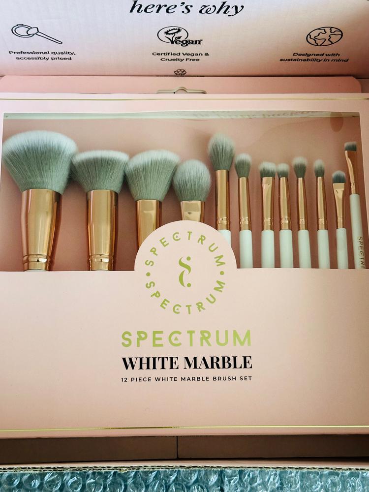 White Marbleous 12 Piece Makeup Brush Set - Customer Photo From Fiduu