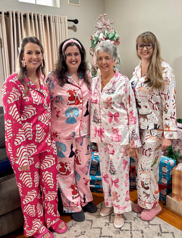 Coquette Pink Christmas Satin Pajama Set For Women - Customer Photo From Jill B