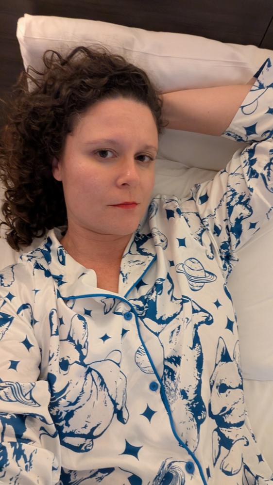Corgi In Space Satin Pajama Set For Women - Customer Photo From Amber Donnelly