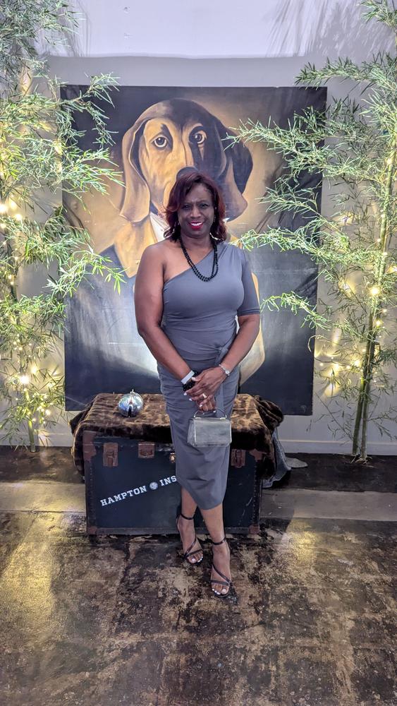 Dolly Elegant Bodycon Dress (Gray) - Customer Photo From Rebecca