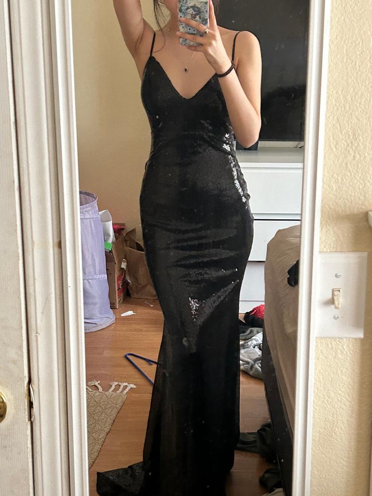 Ariel Sequin Backless Gown Dress (Black) - Customer Photo From Paigeleigh Greenlee 