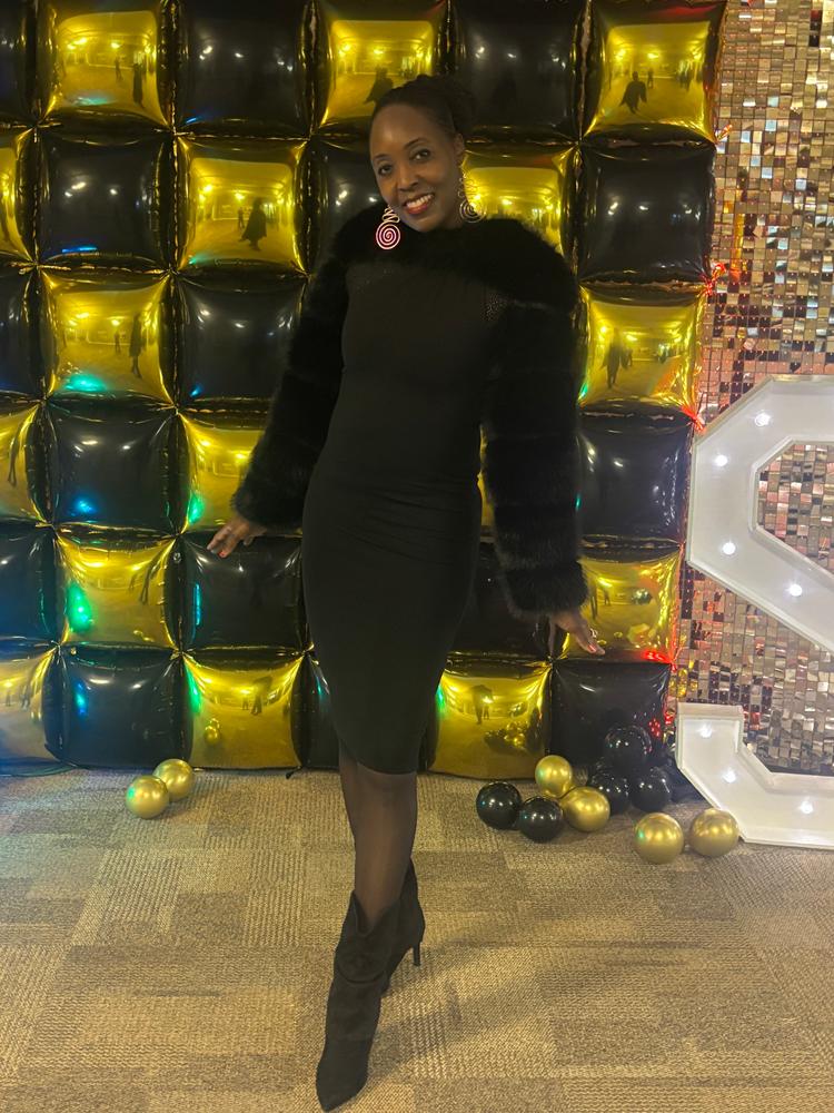 Dasha Modern Midi Dress (Black) - Customer Photo From T’Mara