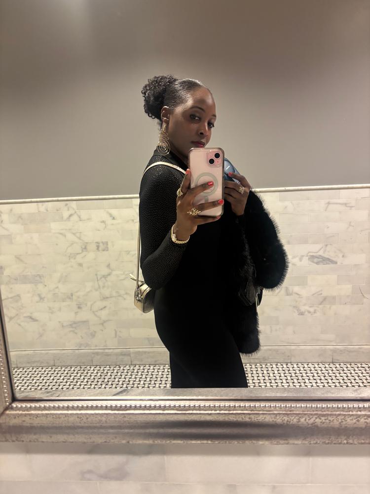 Dasha Modern Midi Dress (Black) - Customer Photo From T’Mara