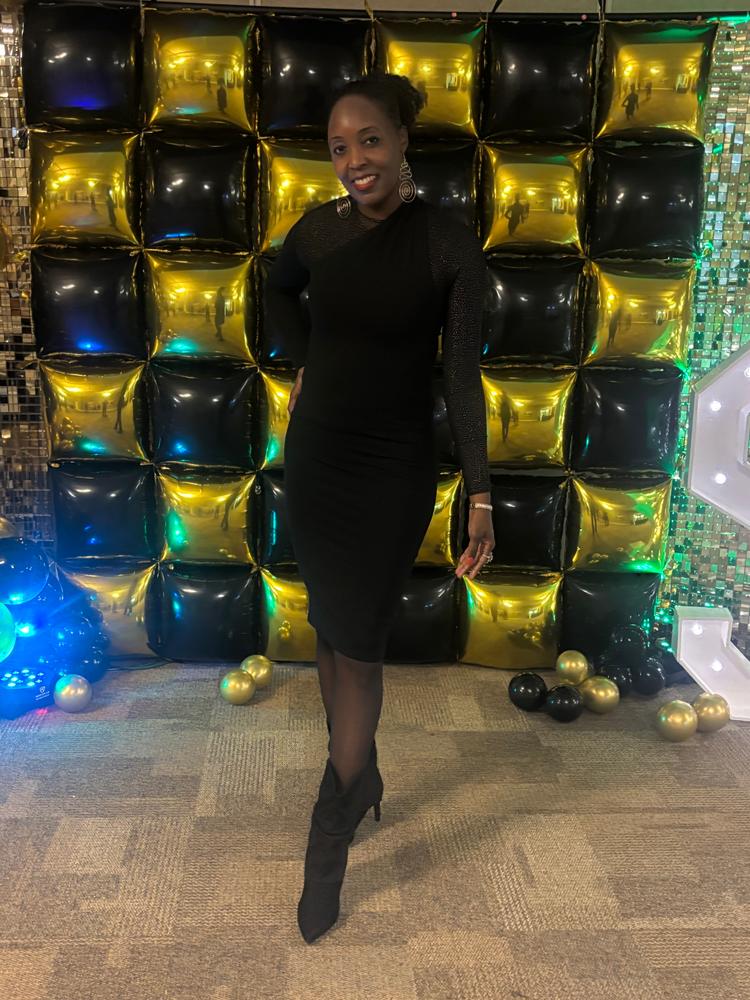 Dasha Modern Midi Dress (Black) - Customer Photo From T’Mara