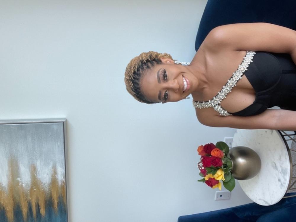 Diva Rhinestone Bandage Dress (Black) - Customer Photo From Octavia Pollard