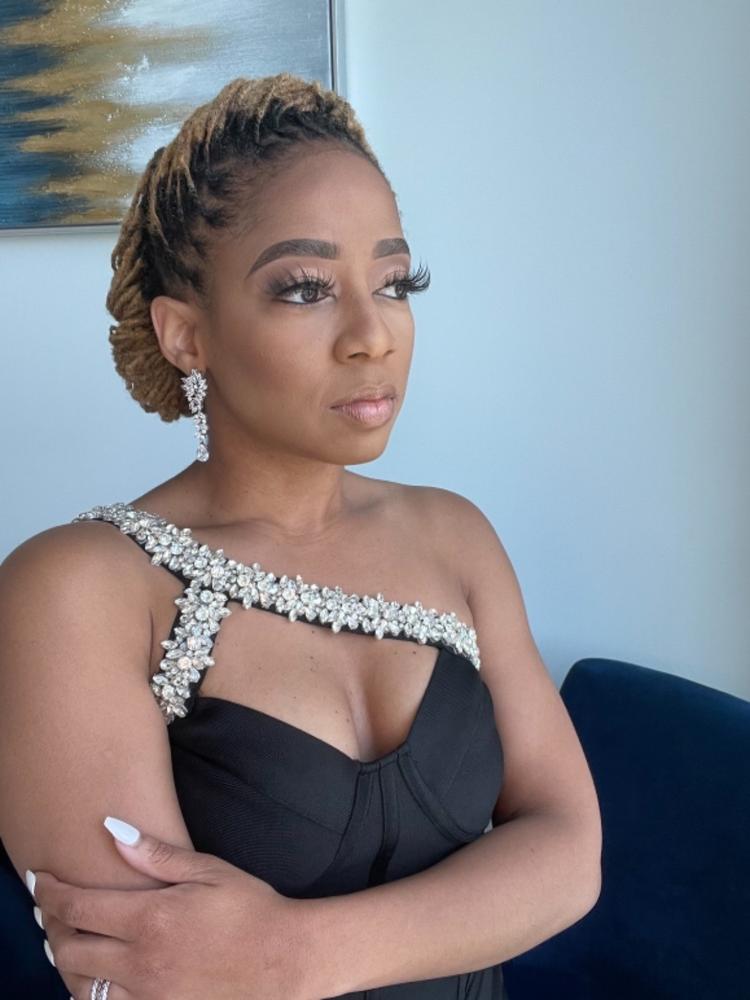 Diva Rhinestone Bandage Dress (Black) - Customer Photo From Octavia Pollard