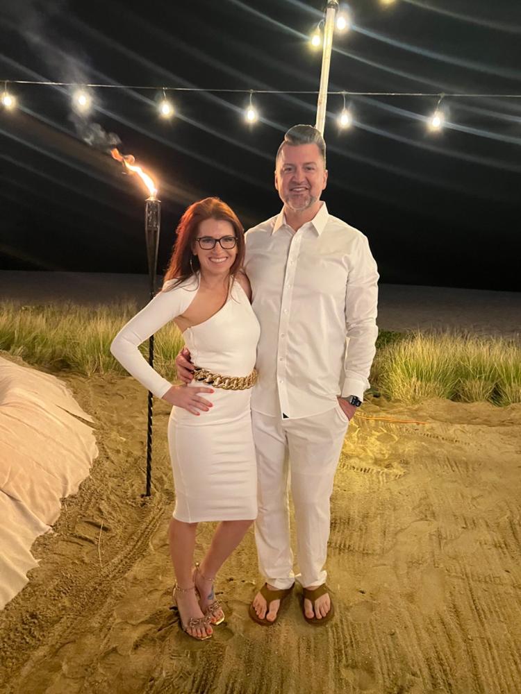 Dasha Modern Midi Dress (Off White) - Customer Photo From Candace Taylor