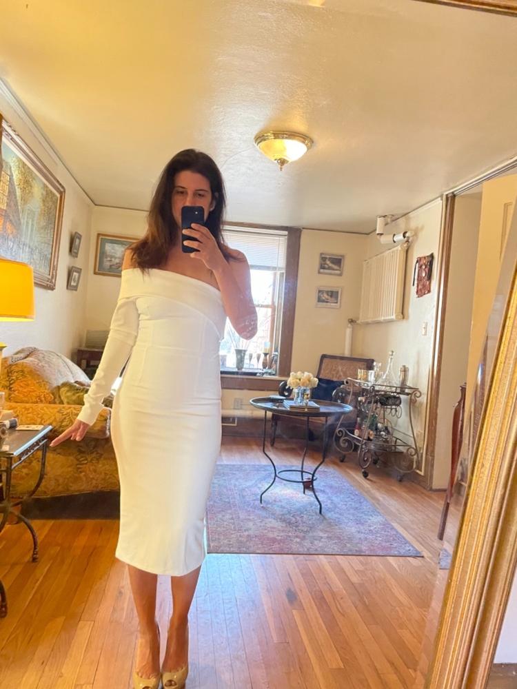Rita One Shoulder Dress (Off White) - Customer Photo From Sonja Walker