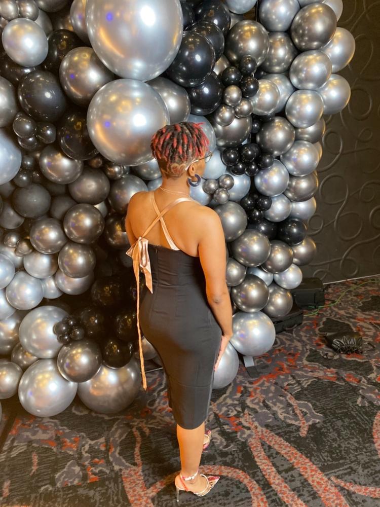 Arezu Bow Tie Strap Dress (Black) - Customer Photo From Valkyrie Loenichen