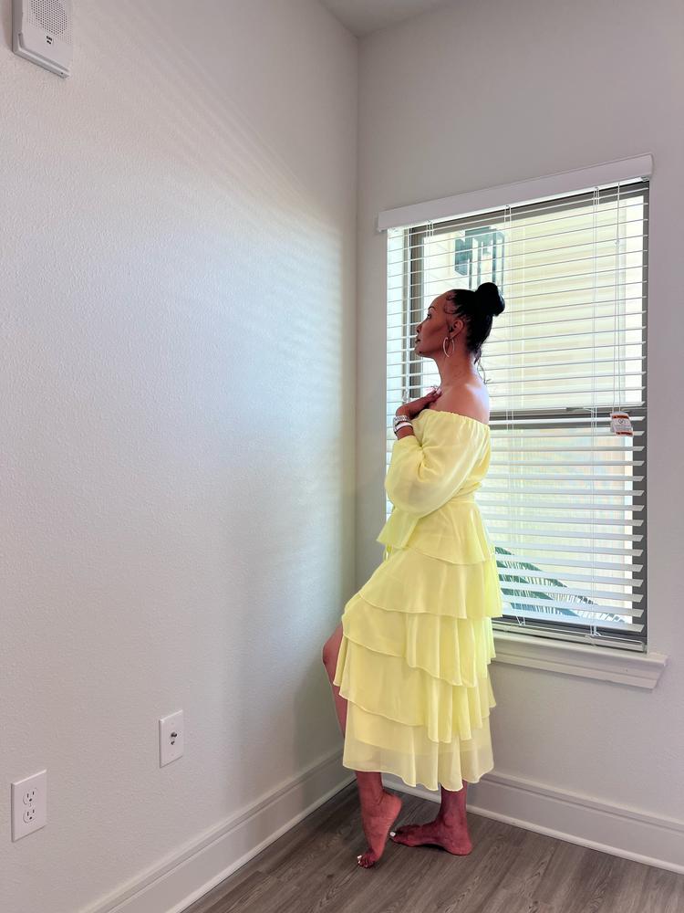 Dorra Floral Chiffon Dress (Yellow) - Customer Photo From Deborah 