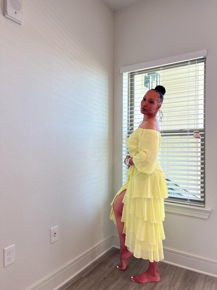 Dorra Floral Chiffon Dress (Yellow) - Customer Photo From Deborah 