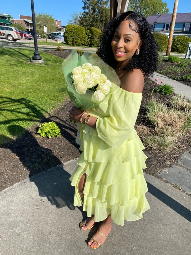 Dorra Floral Chiffon Dress (Yellow) - Customer Photo From Carisma Hill