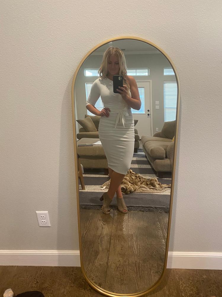 Dolly Elegant Bodycon Dress (Off White) - Customer Photo From Emily