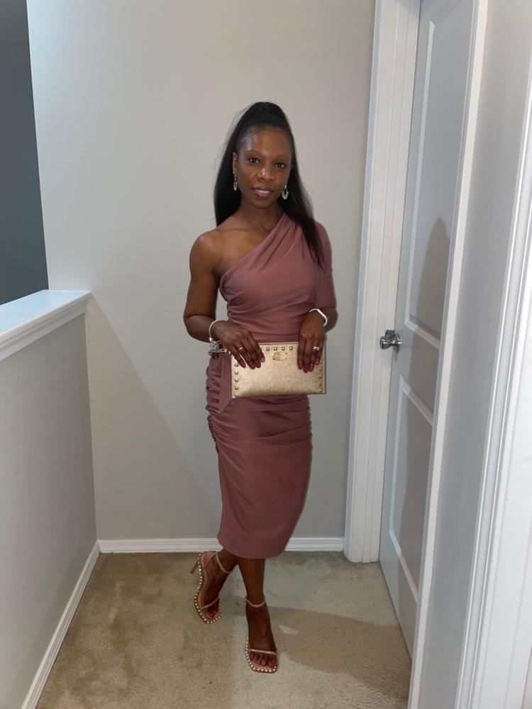 Dolly Elegant Bodycon Dress (Rosy Brown) - Customer Photo From Patrice Gordon