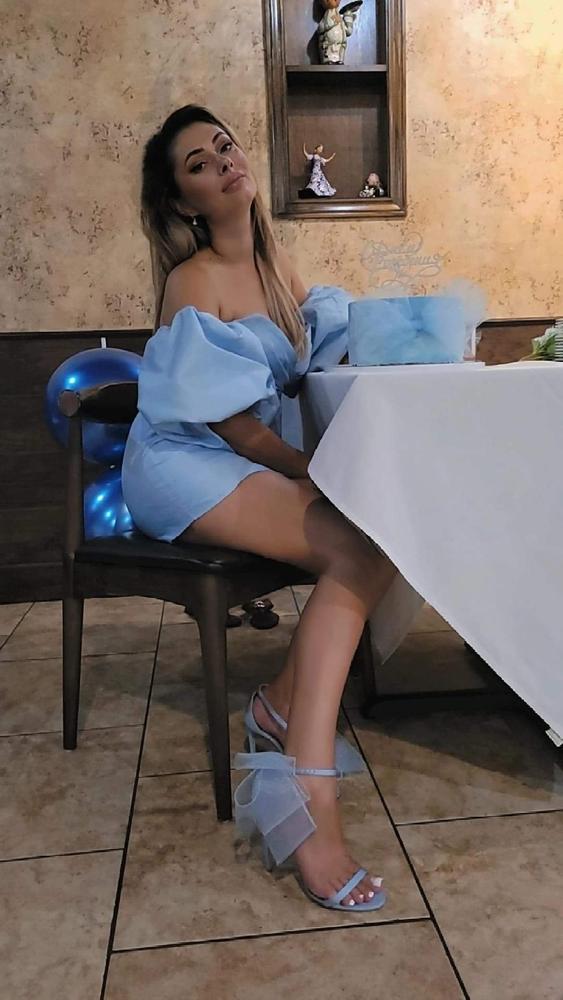 Kayla Dupioni Puff Sleeve Mini Dress (Sky Blue) - Customer Photo From Tonu Cristina