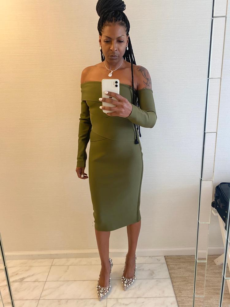 Shiva Bandage Dress (Olive Green) - Customer Photo From Tish Tinsley